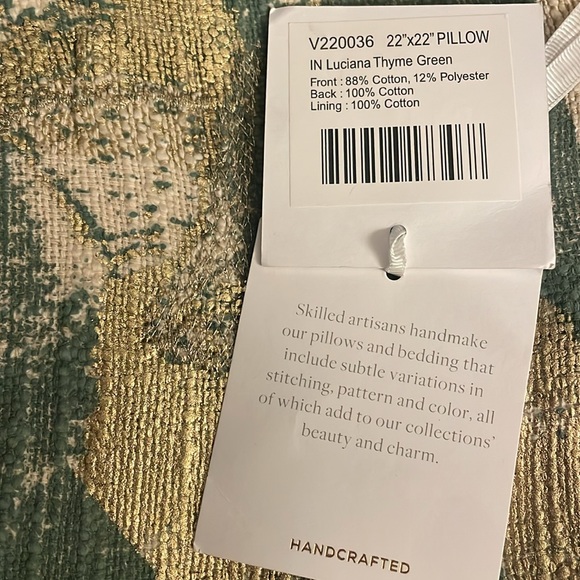 Classic Home IN LUCIANA THYME GREEN 22X22 Pillow Cover - Picture 4 of 4